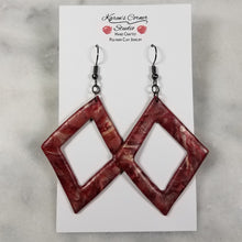 Load image into Gallery viewer, Rose Gold/Copper/Burgundy Open Diamond Dangle Handmade Earrings