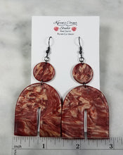 Load image into Gallery viewer, Rose Gold/Copper/Burgundy Arch Dangle Handmade Earrings