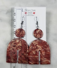 Load image into Gallery viewer, Rose Gold/Copper/Burgundy Arch Dangle Handmade Earrings