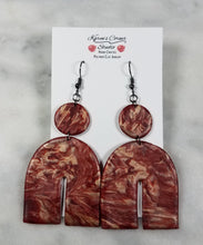 Load image into Gallery viewer, Rose Gold/Copper/Burgundy Arch Dangle Handmade Earrings