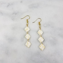 Load image into Gallery viewer, White Mini-Diamond Gold Leaf Dangle Handmade Earrings