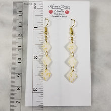 Load image into Gallery viewer, White Mini-Diamond Gold Leaf Dangle Handmade Earrings