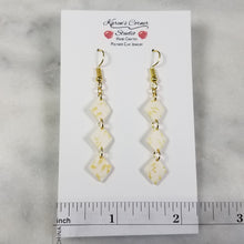 Load image into Gallery viewer, White Mini-Diamond Gold Leaf Dangle Handmade Earrings