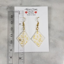 Load image into Gallery viewer, White Diamond Gold Leaf Dangle Handmade Earrings