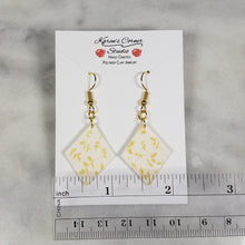 Load image into Gallery viewer, White Diamond Gold Leaf Dangle Handmade Earrings