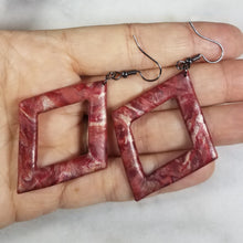 Load image into Gallery viewer, Rose Gold/Copper/Burgundy Open Diamond Dangle Handmade Earrings
