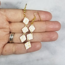 Load image into Gallery viewer, White Mini-Diamond Gold Leaf Dangle Handmade Earrings