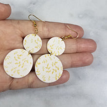 Load image into Gallery viewer, L White Double Circle Gold Leaf Dangle Handmade Earrings