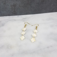 Load image into Gallery viewer, White Mini-Diamond Gold Leaf Dangle Handmade Earrings
