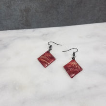 Load image into Gallery viewer, Rose Gold/Copper/Burgundy Diamond Dangle Handmade Earrings
