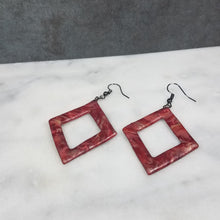 Load image into Gallery viewer, Rose Gold/Copper/Burgundy Open Diamond Dangle Handmade Earrings