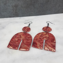 Load image into Gallery viewer, Rose Gold/Copper/Burgundy Arch Dangle Handmade Earrings