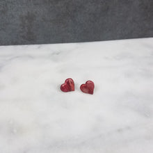 Load image into Gallery viewer, Rose Gold/Copper/Burgundy Heart Stud Earrings