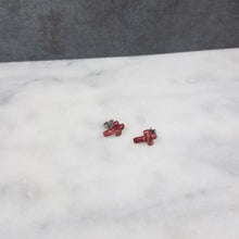 Load image into Gallery viewer, Rose Gold/Copper/Burgundy Cross Stud Earrings
