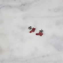 Load image into Gallery viewer, Rose Gold/Copper/Burgundy Cross Stud Earrings