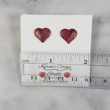 Load image into Gallery viewer, Rose Gold/Copper/Burgundy Heart Stud Earrings