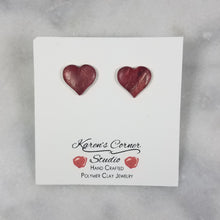 Load image into Gallery viewer, Rose Gold/Copper/Burgundy Heart Stud Earrings