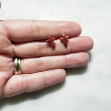 Load image into Gallery viewer, Rose Gold/Copper/Burgundy Cross Stud Earrings