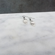 Load image into Gallery viewer, White Leaf Shaped Music Notes Dangle Handmade Earrings