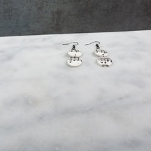 Load image into Gallery viewer, White Double Circle Shaped Music Notes Dangle Handmade Earrings