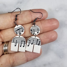 Load image into Gallery viewer, White Arch Shaped Music Notes Dangle Handmade Earrings