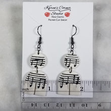 Load image into Gallery viewer, White Arch Shaped Music Notes Dangle Handmade Earrings