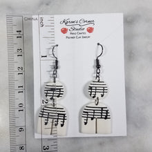 Load image into Gallery viewer, White Arch Shaped Music Notes Dangle Handmade Earrings