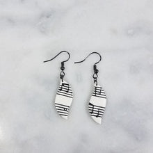 Load image into Gallery viewer, White Leaf Shaped Music Notes Dangle Handmade Earrings