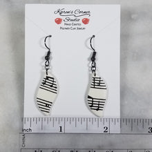 Load image into Gallery viewer, White Leaf Shaped Music Notes Dangle Handmade Earrings