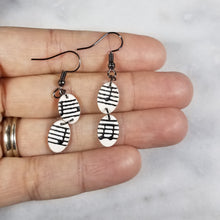Load image into Gallery viewer, White Mini Double Oval Shaped Music Notes Dangle Handmade Earrings