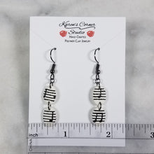 Load image into Gallery viewer, White Mini Double Oval Shaped Music Notes Dangle Handmade Earrings