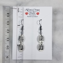 Load image into Gallery viewer, White Mini Double Oval Shaped Music Notes Dangle Handmade Earrings