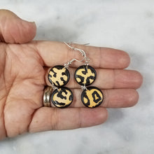 Load image into Gallery viewer, S Double Circle with a S Pumpkin Black Leopard Print Dangle Handmade Earrings
