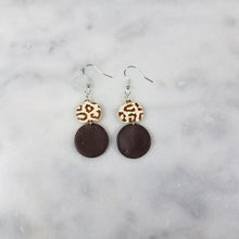 Load image into Gallery viewer, S Pumpkin and M Circle with Brown Leopard Print Dangle Handmade Earrings
