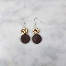 Load image into Gallery viewer, S Pumpkin and M Circle with Brown Leopard Print Dangle Handmade Earrings