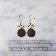 Load image into Gallery viewer, S Pumpkin and M Circle with Brown Leopard Print Dangle Handmade Earrings