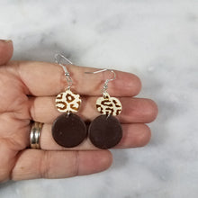 Load image into Gallery viewer, S Pumpkin and M Circle with Brown Leopard Print Dangle Handmade Earrings