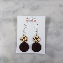 Load image into Gallery viewer, S Pumpkin and M Circle with Brown Leopard Print Dangle Handmade Earrings