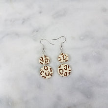 Load image into Gallery viewer, S Pumpkin and S Circle with Brown Leopard Print Dangle Handmade Earrings