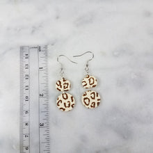 Load image into Gallery viewer, S Pumpkin and S Circle with Brown Leopard Print Dangle Handmade Earrings