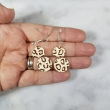 Load image into Gallery viewer, S Pumpkin and S Circle with Brown Leopard Print Dangle Handmade Earrings