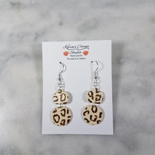 Load image into Gallery viewer, S Pumpkin and S Circle with Brown Leopard Print Dangle Handmade Earrings