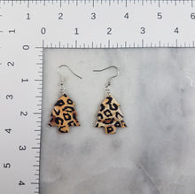 Load image into Gallery viewer, M Leopard Print Christmas Tree Handmade Polymer Clay Dangle Handmade Earrings
