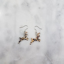 Load image into Gallery viewer, Leopard Print M Reindeer Handmade Polymer Clay Dangle Handmade Earrings
