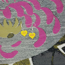 Load image into Gallery viewer, Yellow Heart Conversation Words Valentine Handmade Dangle Handmade Earrings
