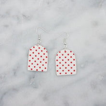 Load image into Gallery viewer, Arch Shaped Polka Dot Pattern Handmade Dangle Handmade Earrings
