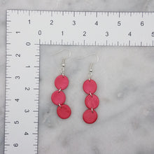 Load image into Gallery viewer, Triple Circle Shaped Shiny Red Handmade Dangle Handmade Earrings
