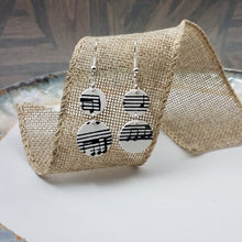 Load image into Gallery viewer, S and M Double Circle Shaped White Music Notes Dangle Handmade Earrings