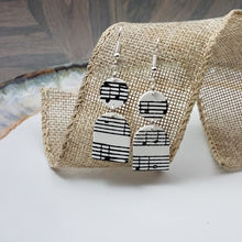 Load image into Gallery viewer, Circle and Arch White Shaped Music Notes Dangle Handmade Earrings