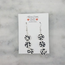Load image into Gallery viewer, Black and White Leopard Print S Triple Circle Shaped Dangle Handmade Earrings
